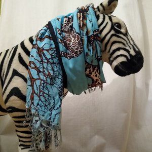 Fringed Scarf w/ Leopards 💙🐆 (**zebra not included**)